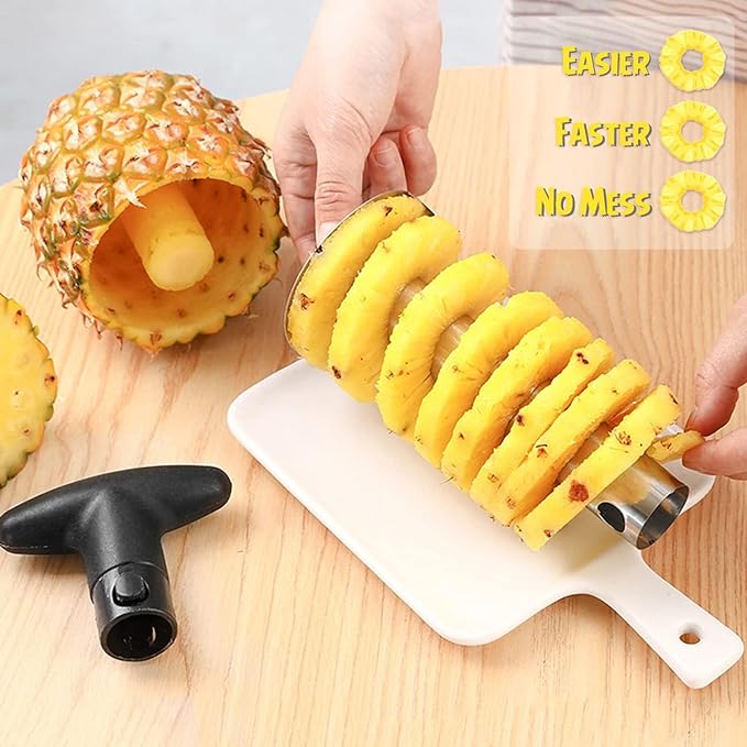 Pineapple Corer and Slicer Tool, Stainless Steel Pineapple Core Remover Tool, Stainless Steel Pineapple Cutter for Home Kitchen with Sharp Blade for Diced Fruit Rings