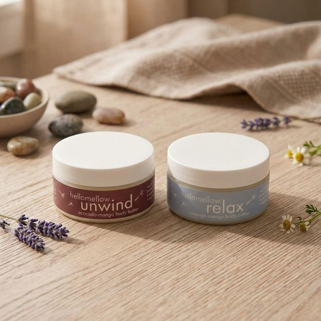 chill vibes butter set unwind and relax butters on a wood grain surface
