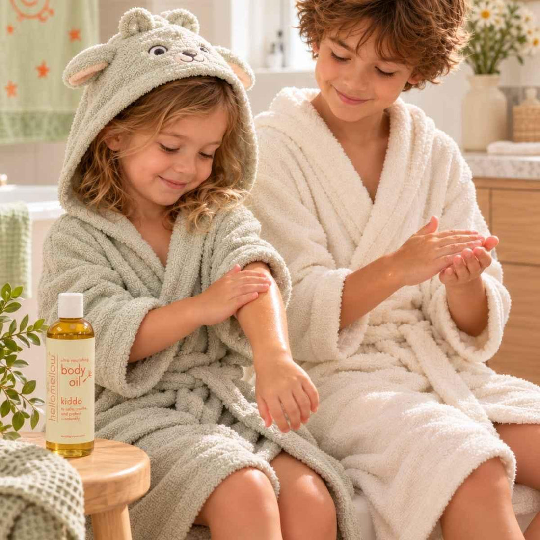 hellomellow kiddo body oil in use