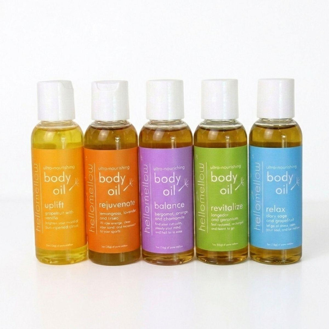body oil try me set all oils against a white background