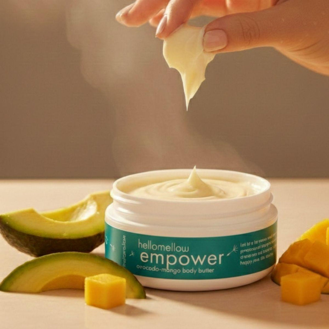 empower body butter pen with and grabbing softened body butter 