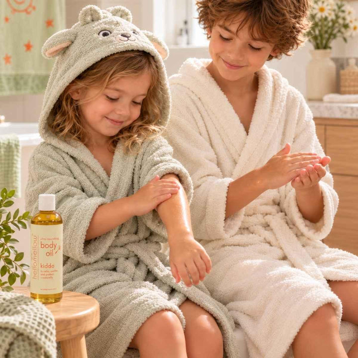 hellomellow kiddo body oil in use