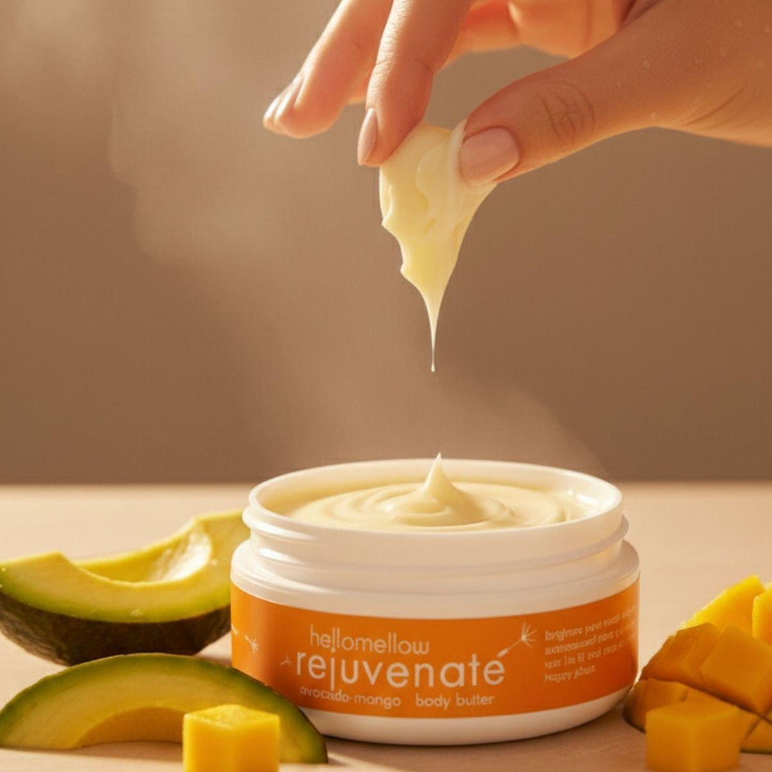 rejuvenate body butter pen with and grabbing softened body butter 