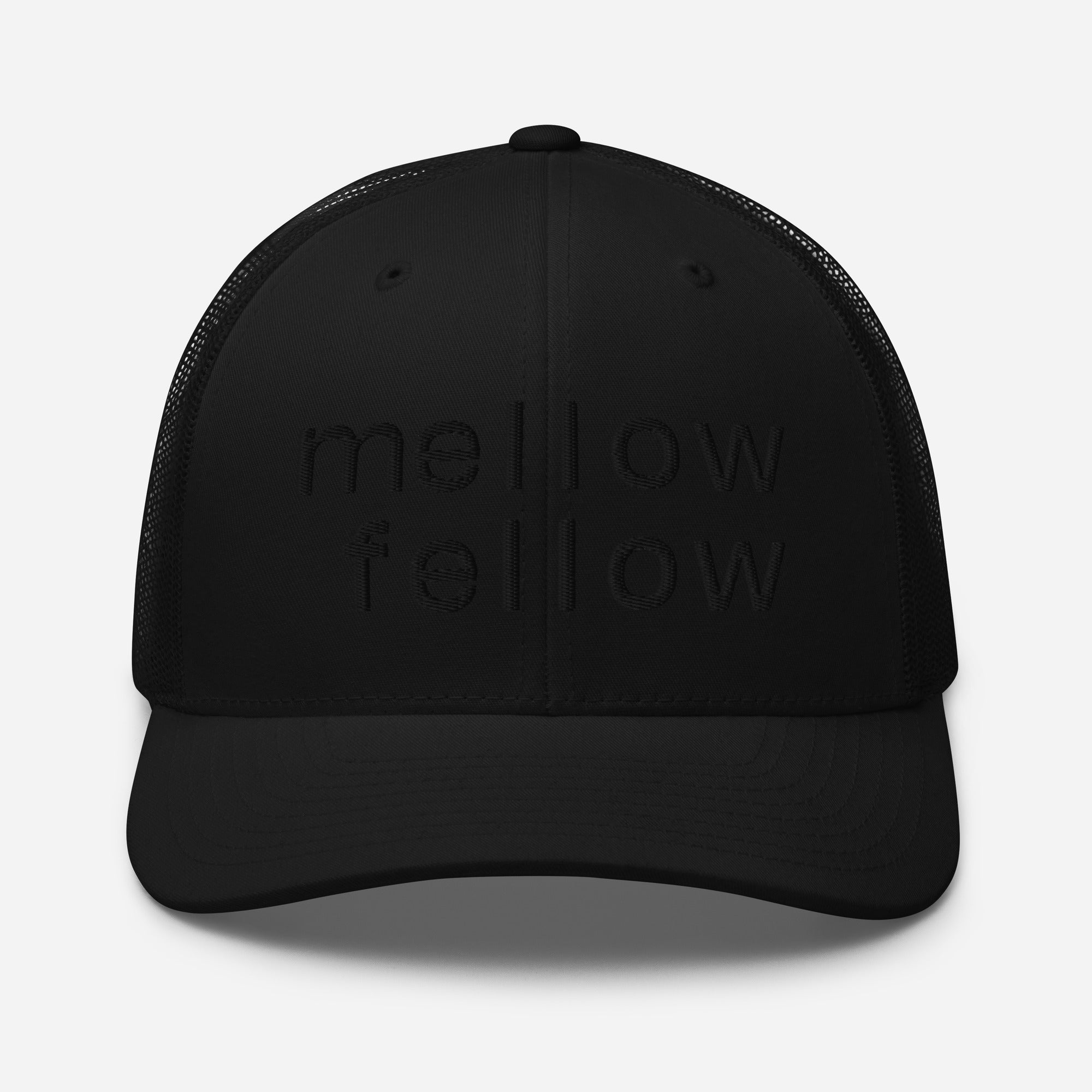 mellow fellow embroidered trucker cap