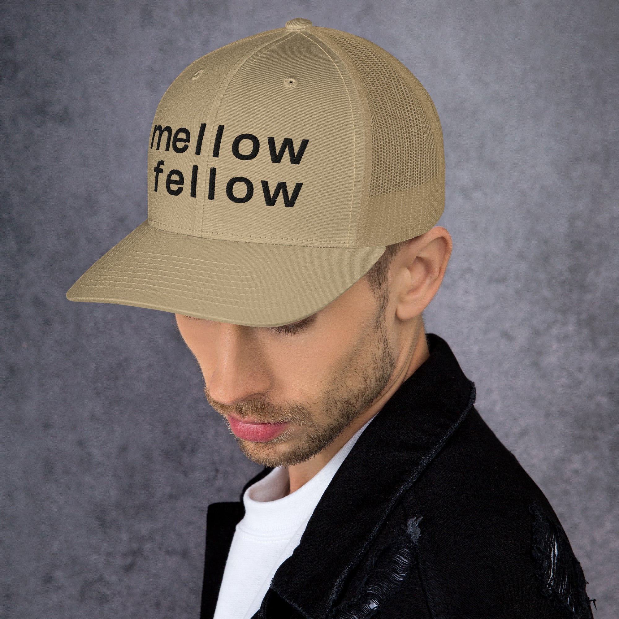 mellow fellow embroidered trucker cap