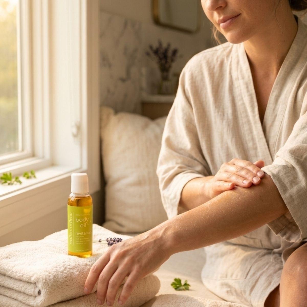 revitalize mini oil being applied to a womans arm 