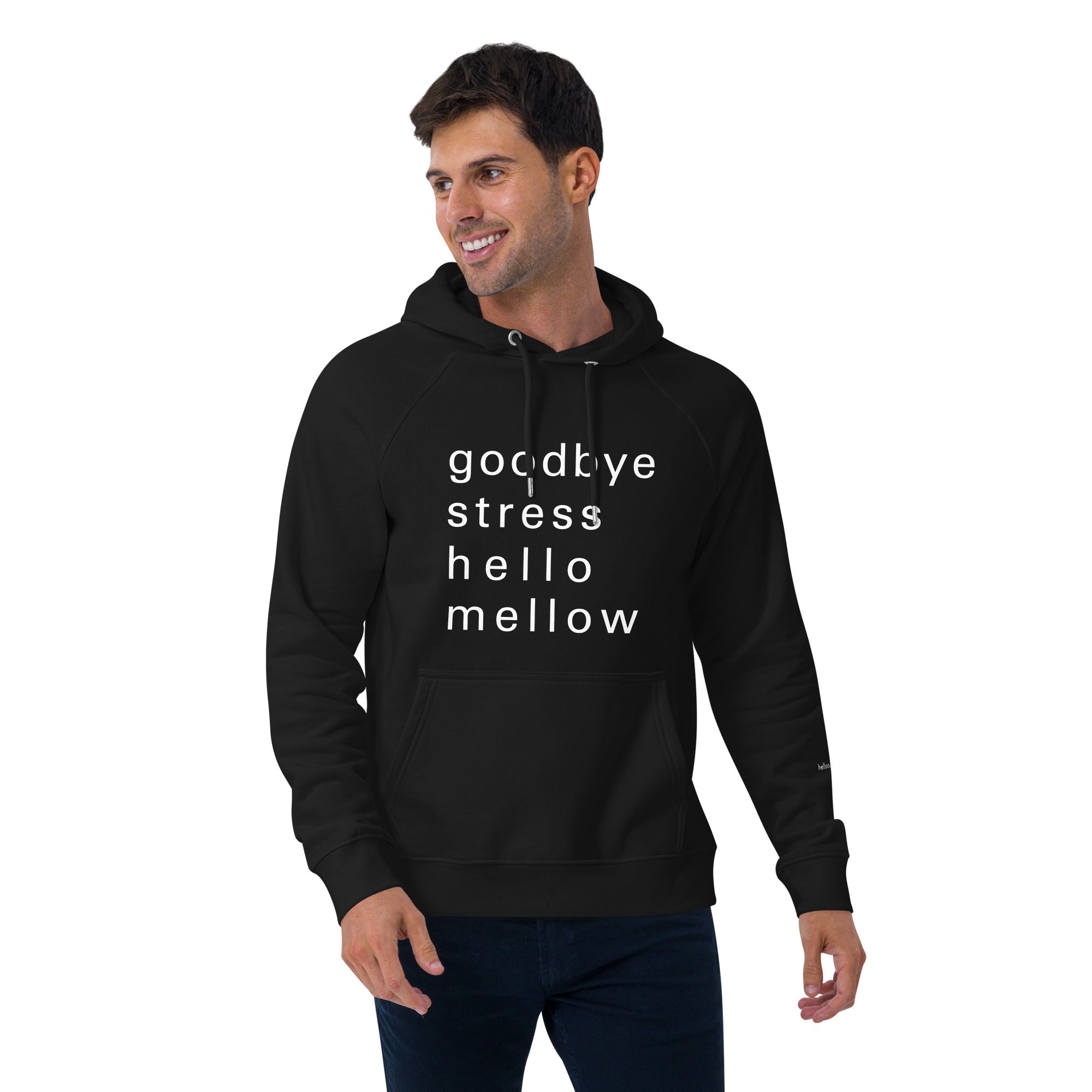 goodbye stress unisex Eco Raglan Hoodie