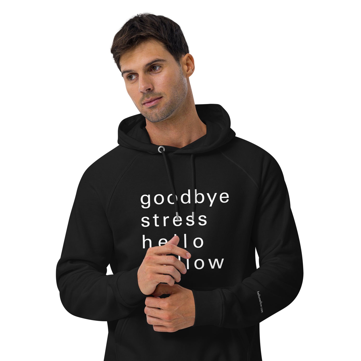 goodbye stress unisex Eco Raglan Hoodie