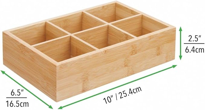 mDesign Bamboo Tea &amp; Food Storage Organizer Container Box
