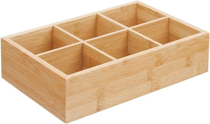 mDesign Bamboo Tea &amp; Food Storage Organizer Container Box